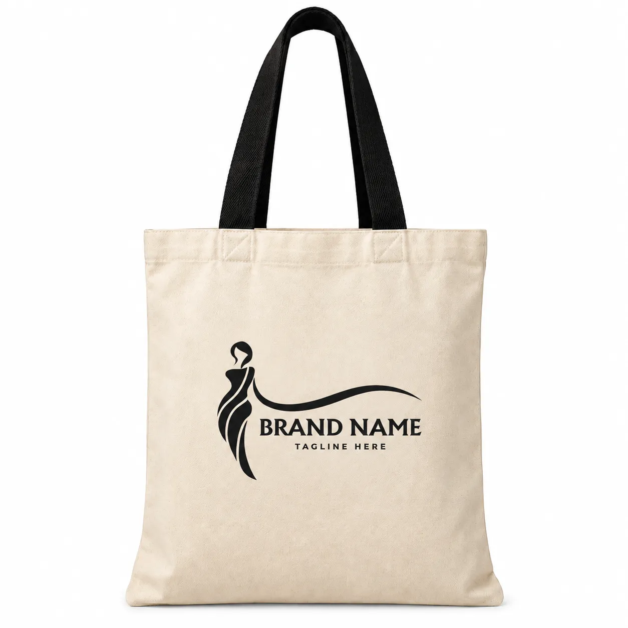 Plain Cotton Tote Bag with Black Handles - 14x16 Inch