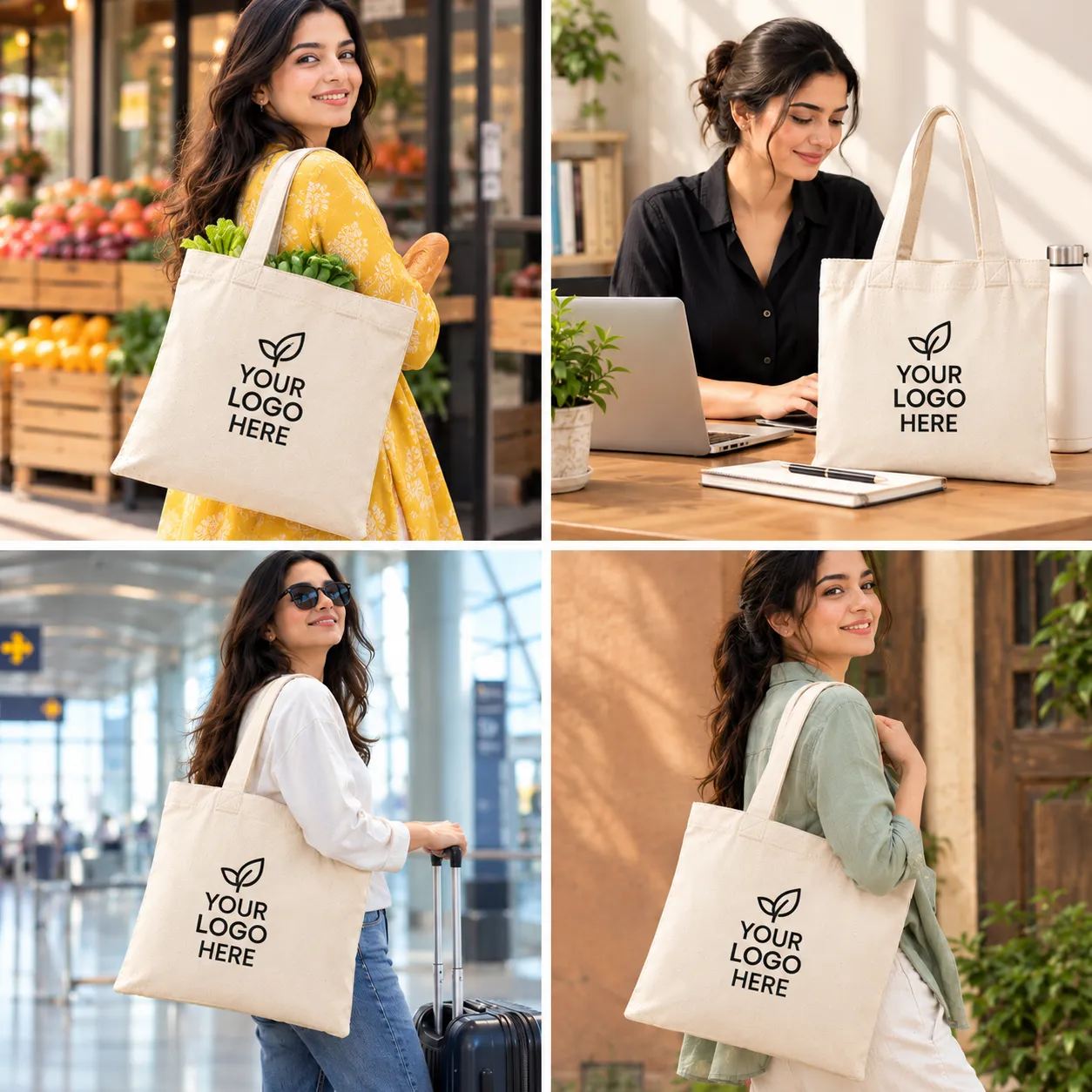 Plain Cotton Canvas Tote Bag - 14x16 Inch, 410 GSM