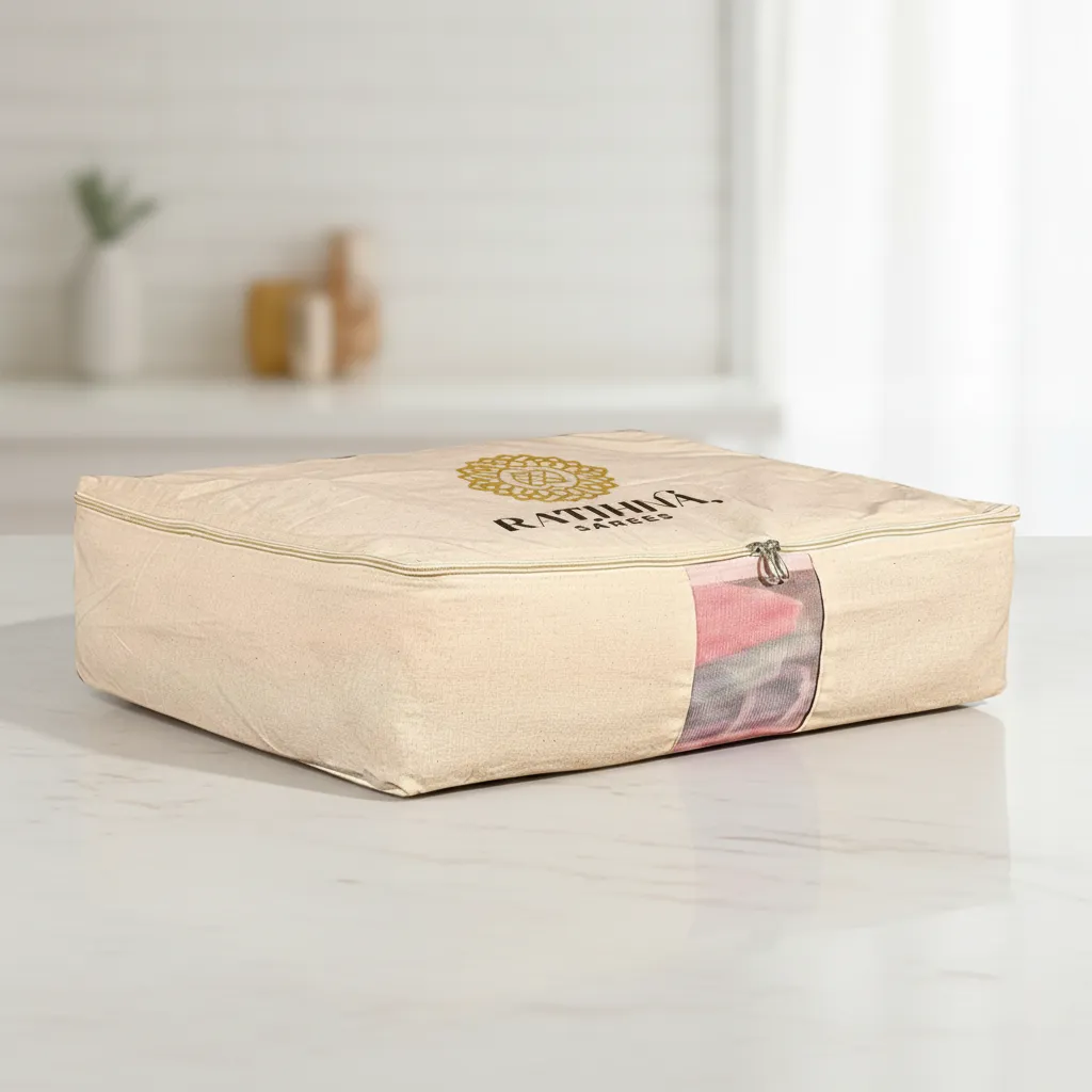 Cotton Canvas Storage Bag - 17x14x4.5 Inch, 410 GSM