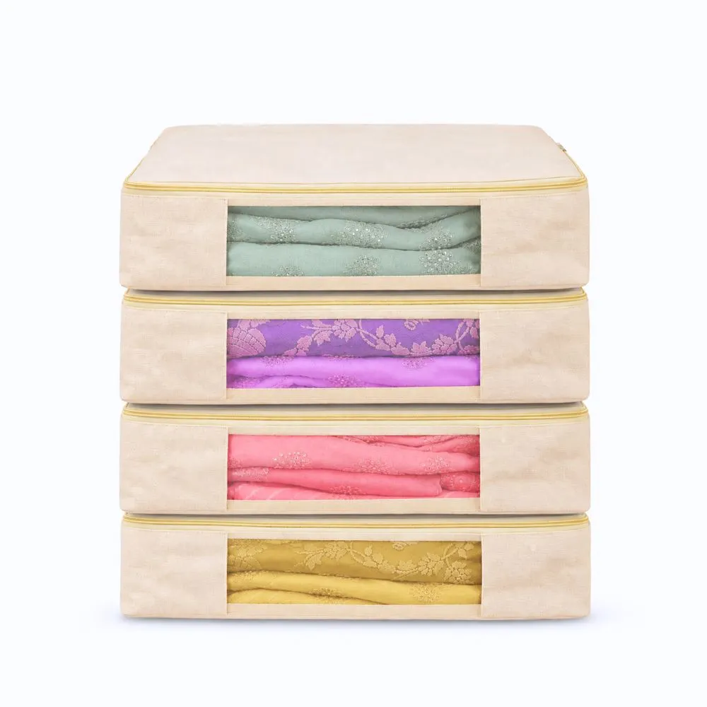 Cotton Canvas Saree Cover with Zip - 16x13x3 Inch