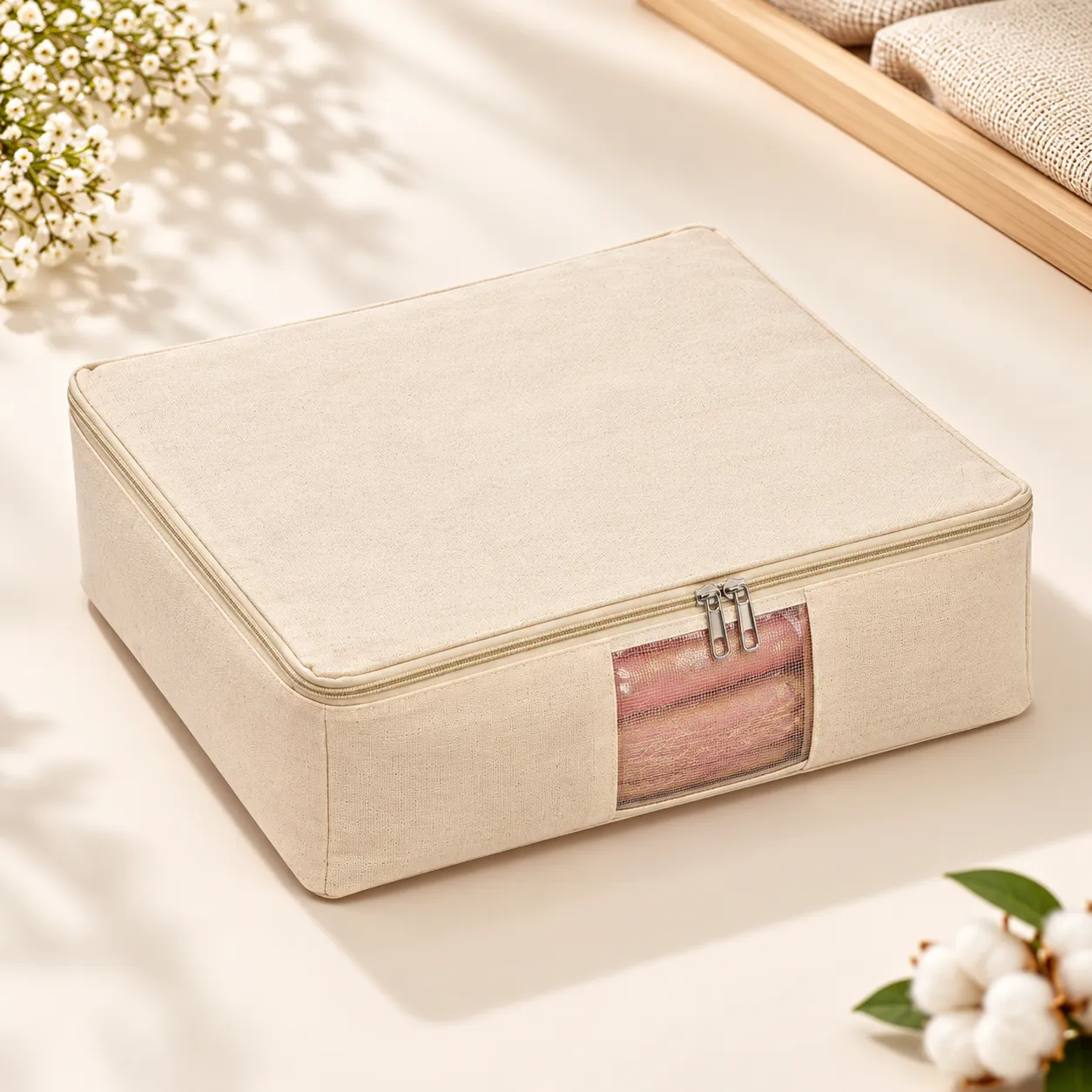Cotton Canvas Storage Bag - 17x14x4.5 Inch, 410 GSM