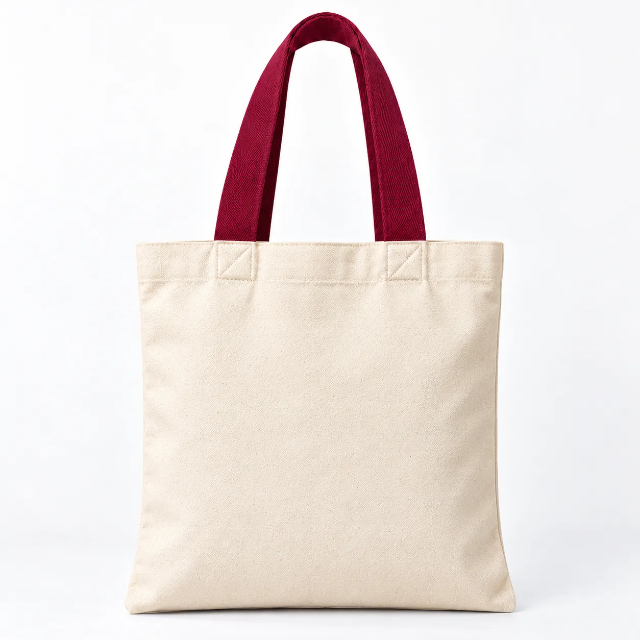 Plain Cotton Tote Bag with Maroon Handles – 14 × 16 Inch